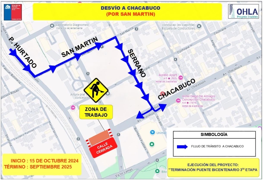 desvios por trabajos puente bicentenario 1