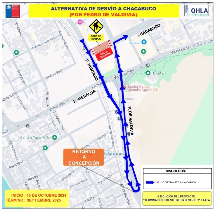 desvios por trabajos puente bicentenario 2