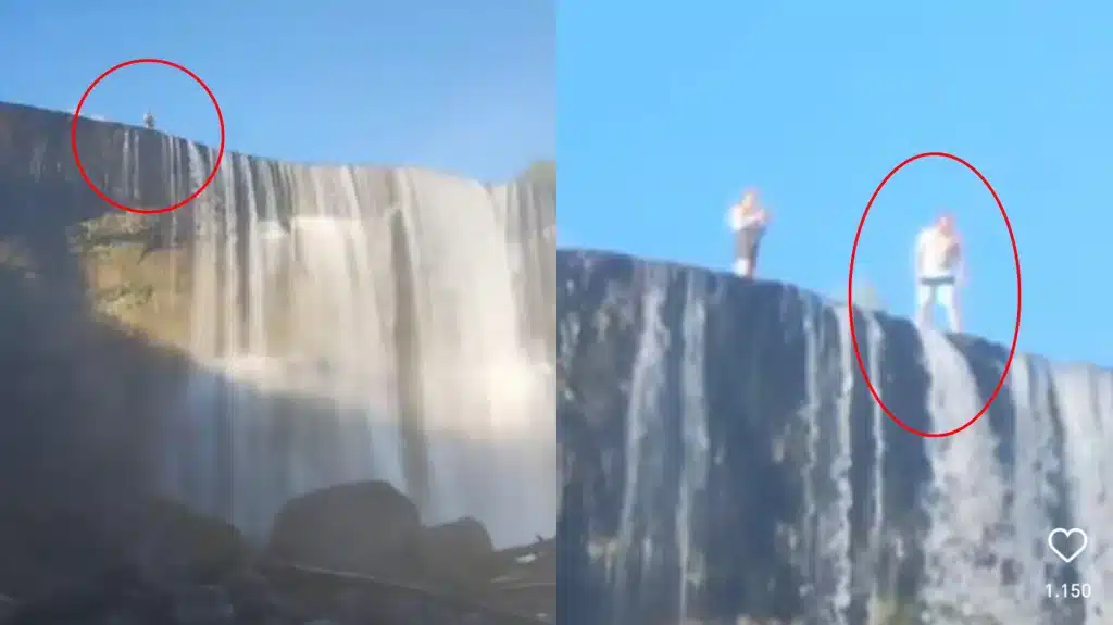 Pareja se toma selfies en el borde del Salto del Laja, causando indignación por su irresponsabilidad.