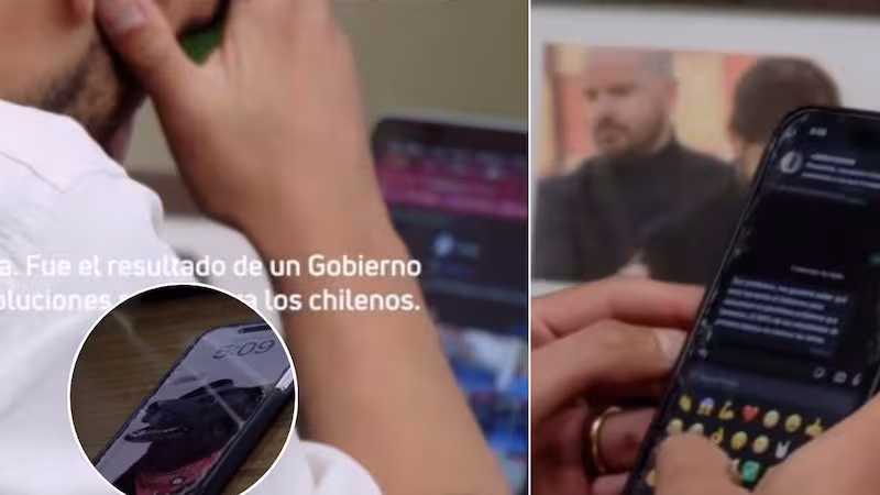 Captura del polémico video de la UDI que parodia al Presidente Gabriel Boric frente a un escritorio.