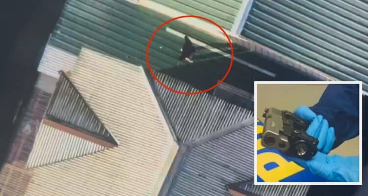 Momento de la detención de uno de los sicarios de la banda criminal desarticulada en Concepción, quien intentó huir por los techos.