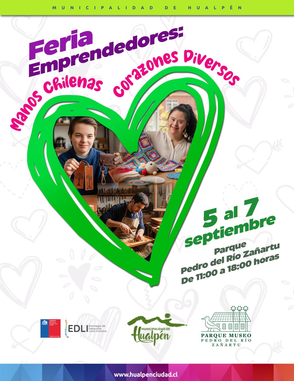 arios puestos de artesanía y productos locales en la Feria de Emprendedores del Parque Pedro del Río Zañartu en Hualpén.