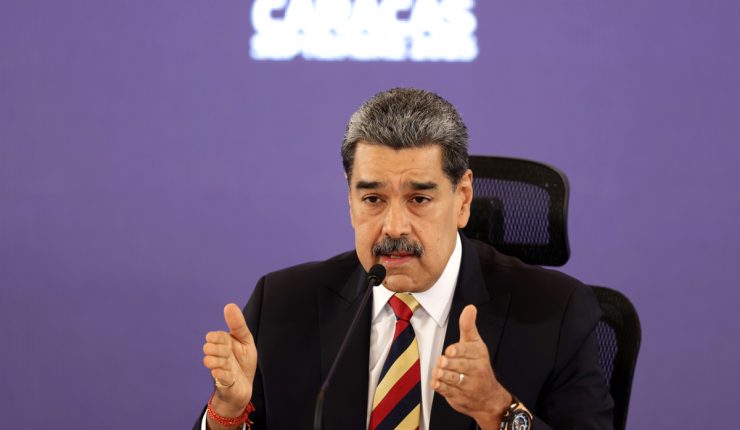 El presidente de Venezuela, Nicolás Maduro, durante una rueda de prensa internacional.
