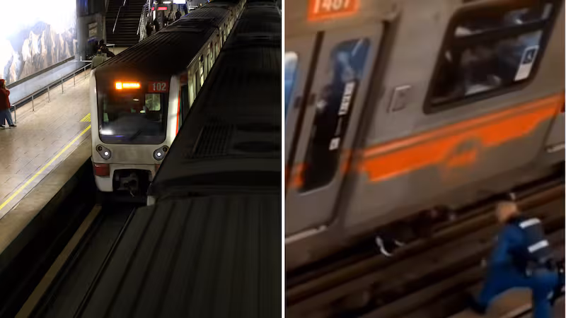 Hombre es detenido en las vías de la estación Departamental del Metro de Santiago.