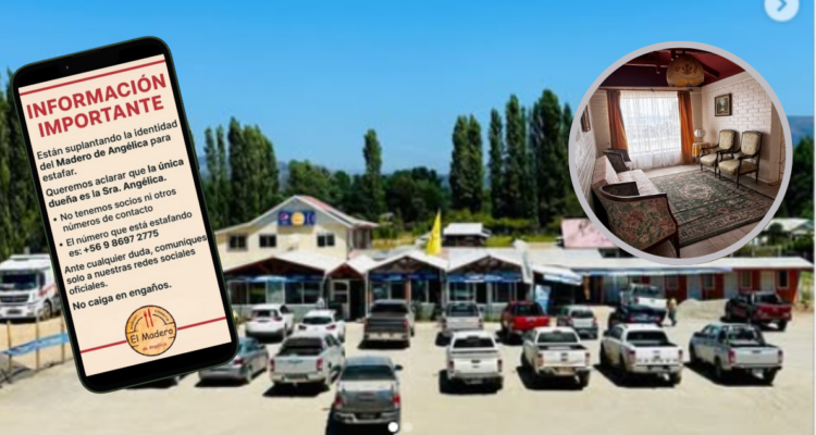 Montaje fotográfico que muestra las imágenes de la Hostería El Madero de Angélica, las cuales fueron utilizadas en una estafa de arriendo en Concepción.