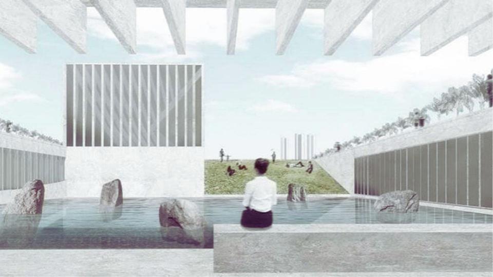 Un-dibujo-arquitectónico-o-plano-de-un-Museo-de-la-Memoria-en-Concepción.